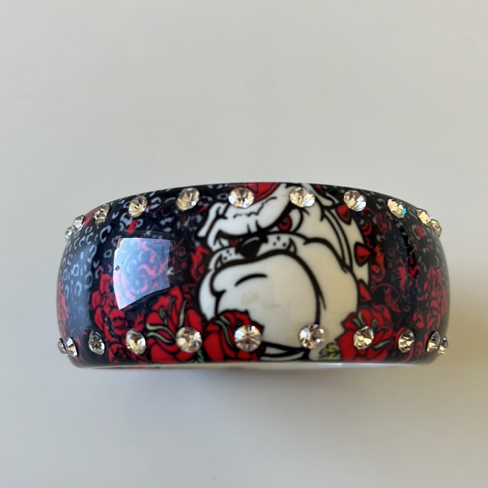 Go Dawgs! Bulldogs, Roses, & Rhinestones bangle - Picture 2 of 6